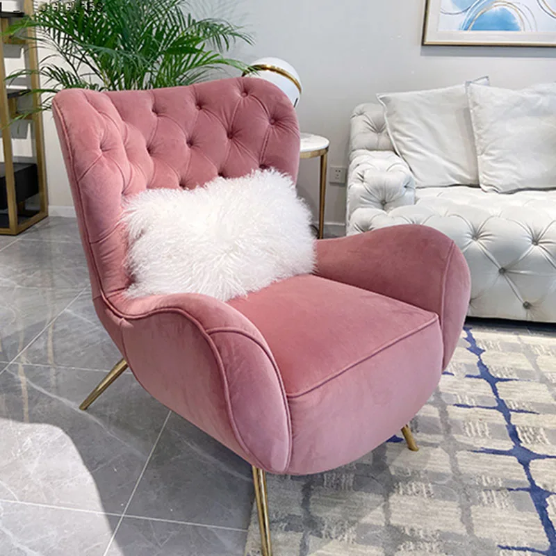 

Luxury high back pink queen single sofa chair mesh red tiger chair living room balcony soft sofa chair