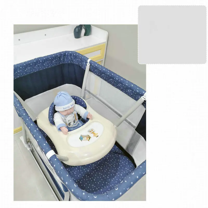 4-in-1 스위트 베이비 슬리퍼 침대 + 침대 옆 요람 + 놀이터 + 흔들 요람, 다기능  용 침대