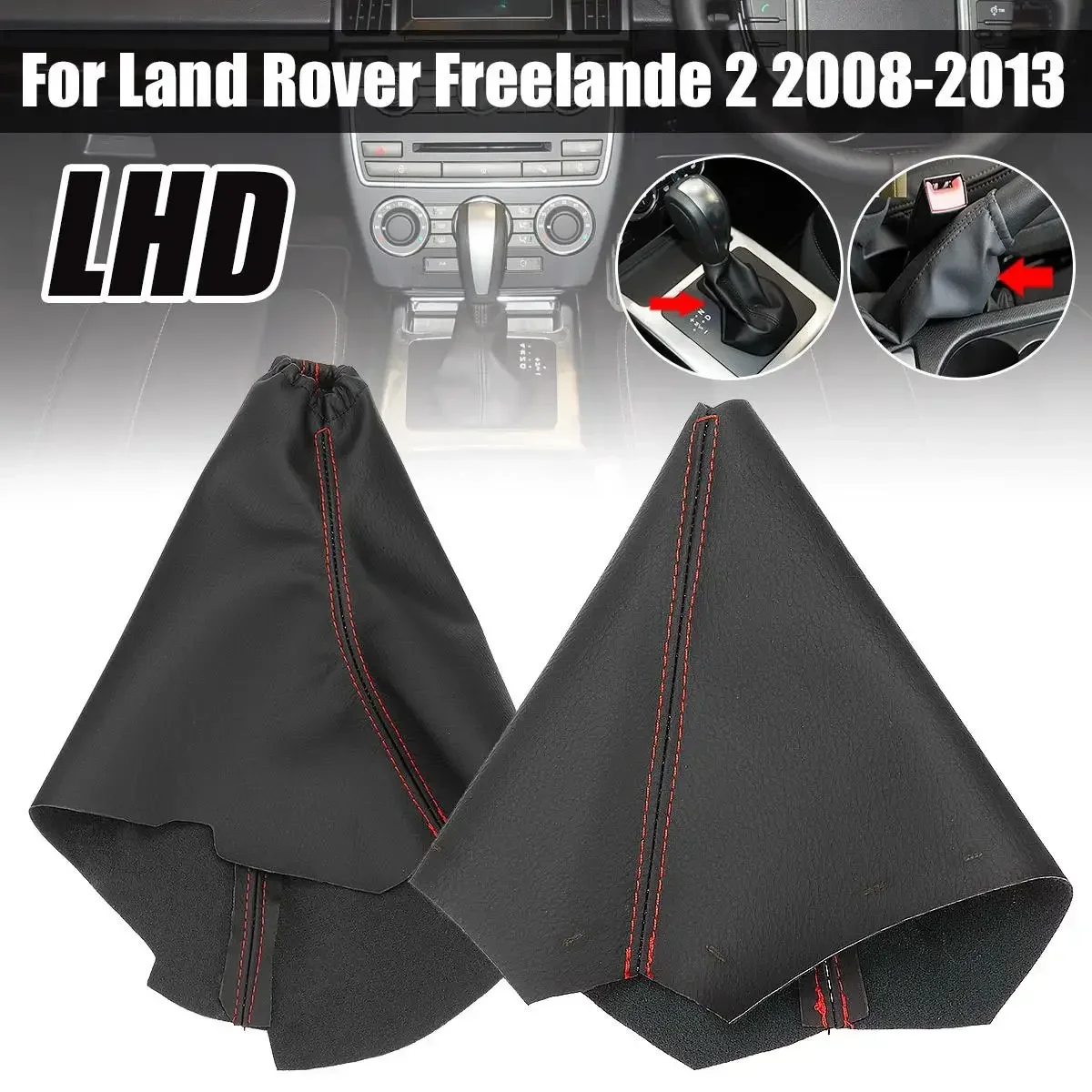 PU Leather Gear Shift Collar Parking Handbrake Gaiter Boot Cover LR006172 LR002758 For Land Rover Freelander 2 2008-2013