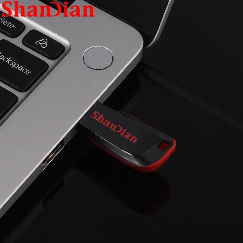 thumbnail image 4 of SHANDIAN Memoria USB genuina de alta velocidad de 128 GB, memoria USB negra con llavero de regalo, memoria USB de 64 GB, 32 GB, regalo de empresa de 16 GB, 4 of 5
