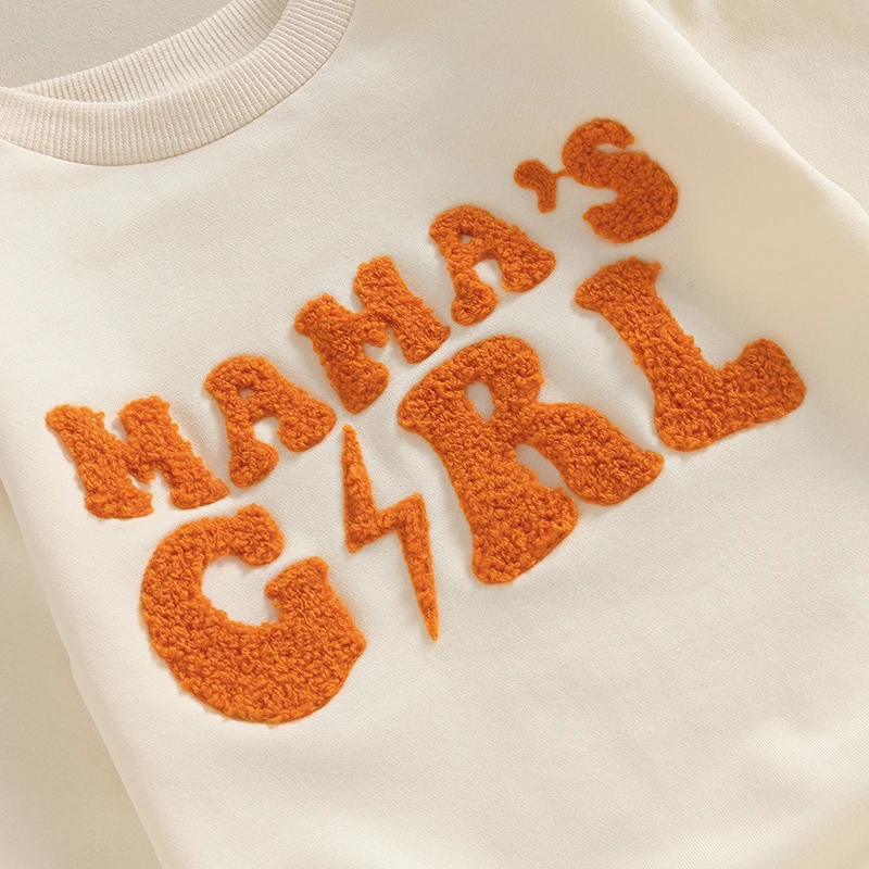 

Newborn Infant Baby Girl Bubble Romper Mama s Girl Crewneck Oversized Sweatshirt Fuzzy Letters Pullover Fall Clothes