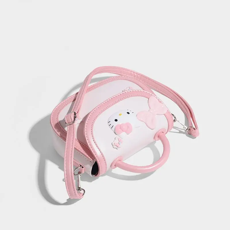 MBTI Pink Hello Kitty Womens Shoulder Bag Cute Harajuku Style 2024 Fashion Casual Handbag Sweet Literary Female New Saddle Bag