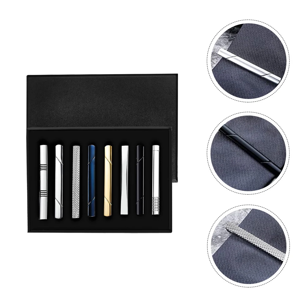 

8 Pcs Men's Tie Clips Attractive Suit Decoration Decorate Casual Necktie Clasp Copper Bar