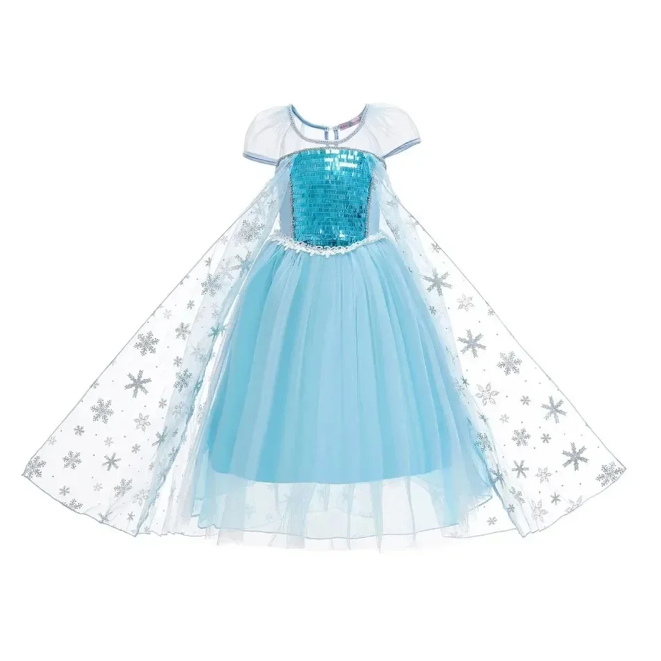 Mädchen Sommer glänzendes Freizeit kleid für Kinder Geburtstags feier Elsa Anna verkleiden Stoff Schnee königin Karneval Halloween Cosplay Kostüm – Detail 26
