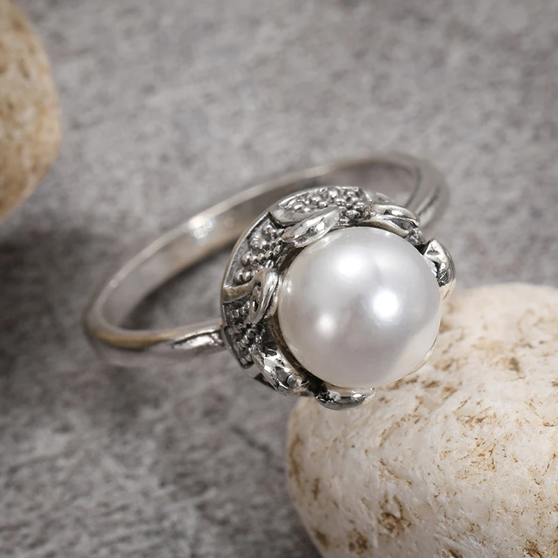 ★送料・関税込★VINTAGE HOLLYWOOD★Ring Pearl Earrin.g★ Vintage 1940s Platinum G VS2 Diamond Pearl Cocktail Ring