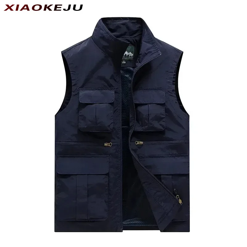 Waterproof Vest Work Windbreaker Luxury Men's Clothing Running MAN Embroidered Multi Pocket Hunting Tactical Plus Size Outerwear