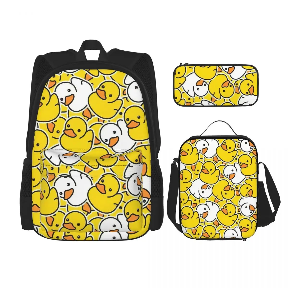

3 Pcs/Set School Backpack for Girls Children Schoolbags Kids School Pencil Case Lunchbox Duck