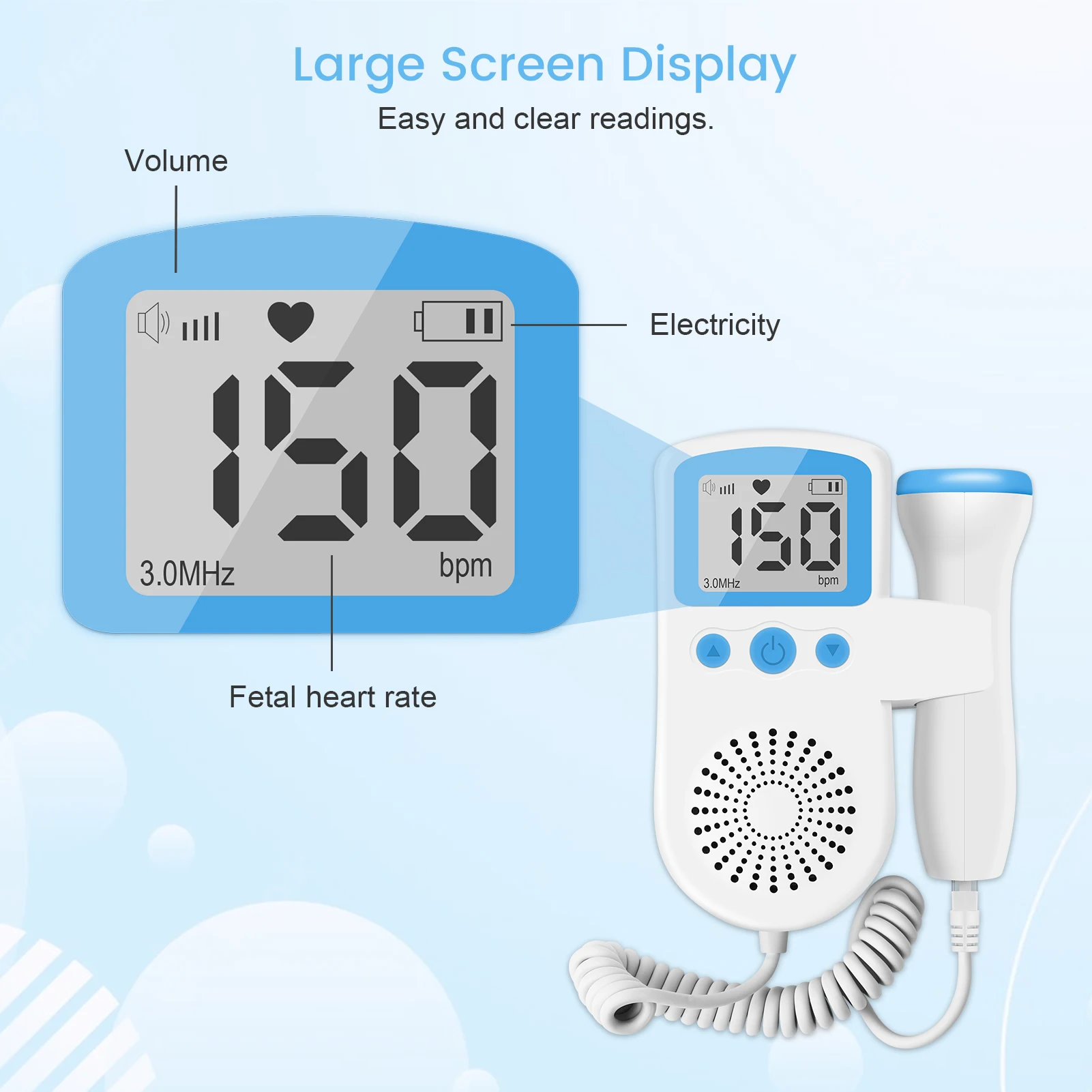 Doppler Fetal Heart Rate Monitor & Gel Heart Beat Pregnancy Baby Fetal  Sound Heart Rate Detector LCD Curve Display No Radiation - AliExpress