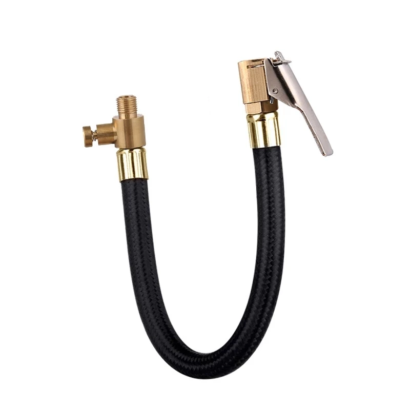Uxcell a17071900ux0069 30cm Clip On Car Air Tire Inflator Hose w Gold Tone 90 Degree Valve Extension 