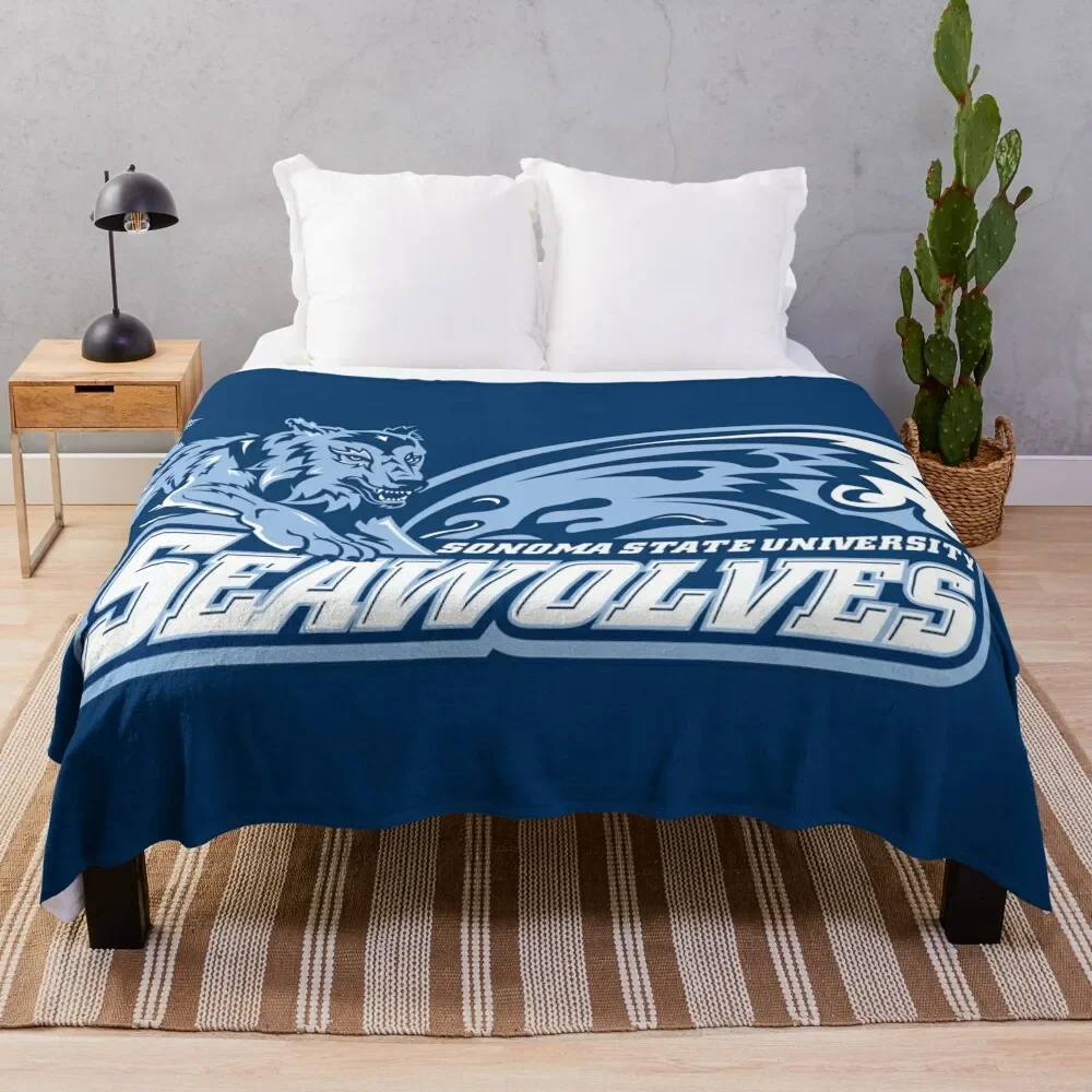

SSU The Seawolves, Sonoma State University California Throw Blanket Soft Beds for winter Luxury St Hair Blankets