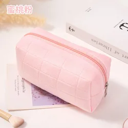 Chic Plush Cosmetic and Travel Essentials Bag - Stylish Large Capacity Storage (Pink)