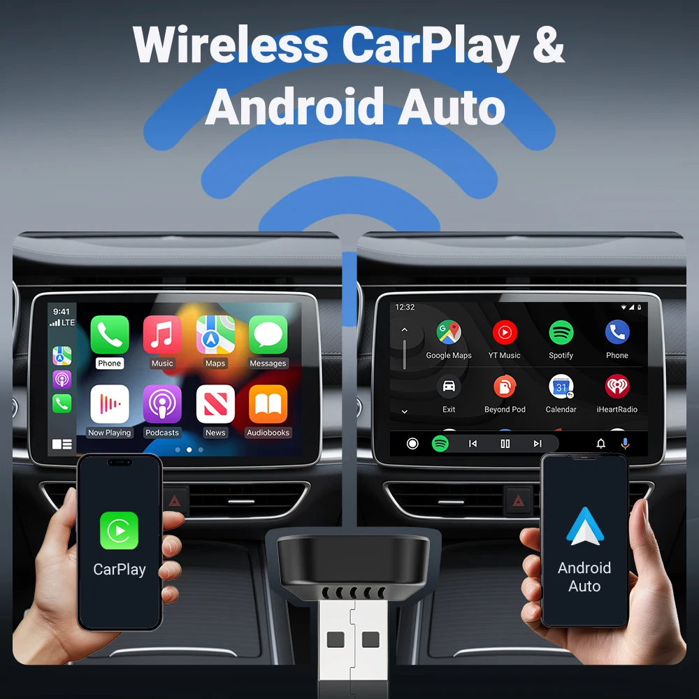 Nuovo adattatore wireless Carplay/Android Auto Dongle intelligente WiFi 5GHz 2in1 per Volvo Benz Audi Kia Hyundai VW Mazda Cadillac Peugeot - Image 2