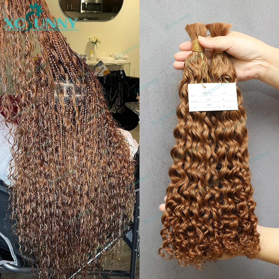 

Bulk Human Hair For Braiding Color 30 Wet And Wavy Double Drawn Curly Bulk Human Hair No Weft Bundles Wholesale Boho Braids