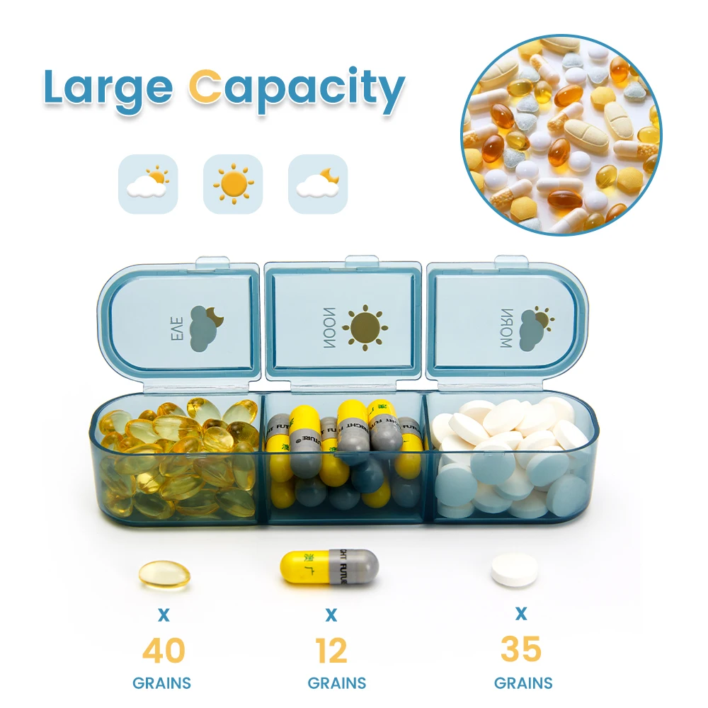 Large Capacity Weekly Pill Box Medicine Dispenser Pill Case Compartment Vitamin Tablet Organizer Storage Box 7 Days Pastillero