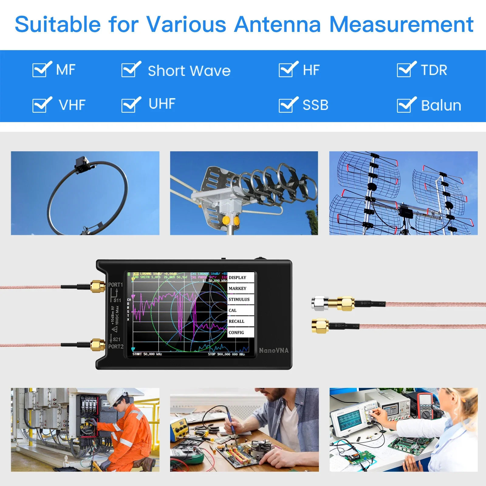 NanoVNA-H4 2.8/4inch Vector Network Analyzer HF VHF UHF Antenna Analyzer V4.3 with SD Card Slot New Updated10k-1.5GHz Tool 6
