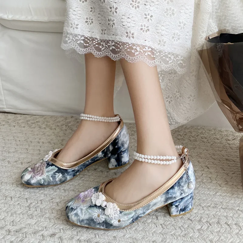 2024 NEW Beaded Print High Heels Women Shoes Spring Elegant Dress Shoes Sandals Summer Designer New Walking Pumps Sinicism