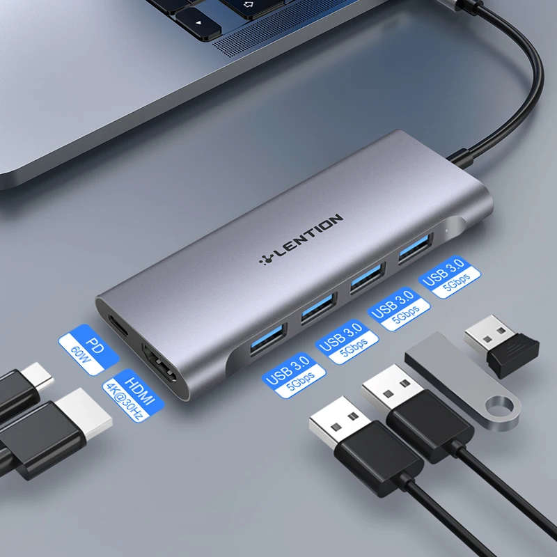 긴 케이블 유형 C 멀티 포트 허브 새로운 M1 MacBook Air 13 (Thunderbolt 3 ) Ipad 노트북 용