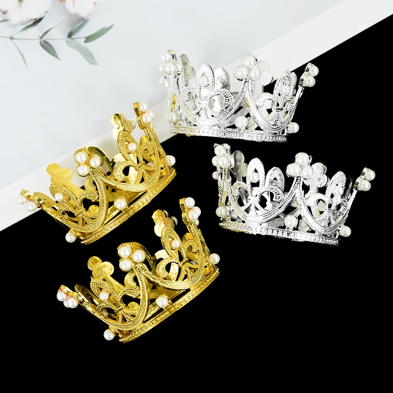 

1piece Crown Cake Topper Birthday Baby Shower Wedding Party Valentine's Day Supplies Gold Silver DIY Cake Decoration Accessories