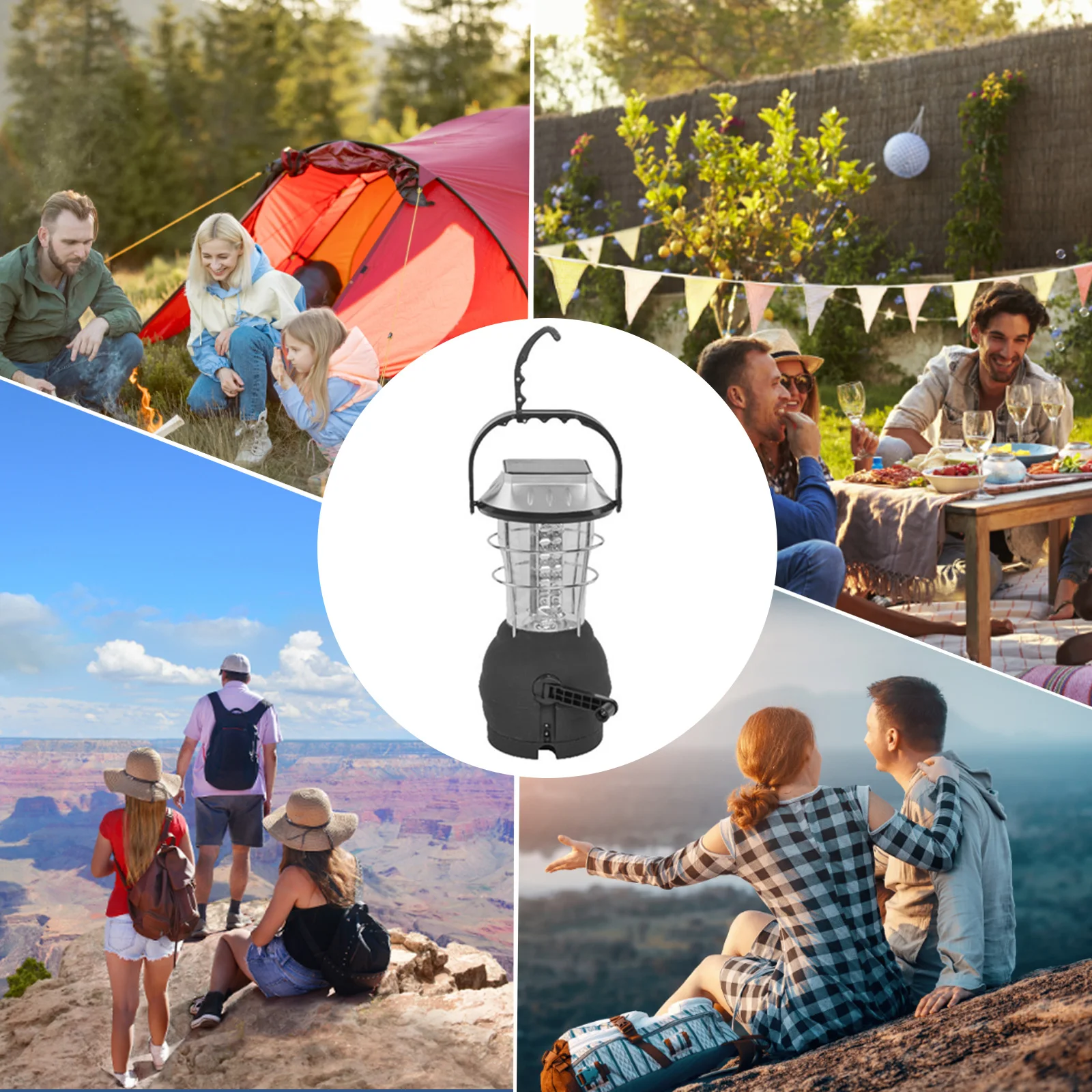 36-LED Solar and Hand Crank Dynamo Powered Camping Lantern Super Bright  Outdoor Emergency Lamp with 3 Brightness Modes for Power Outages Hiking 