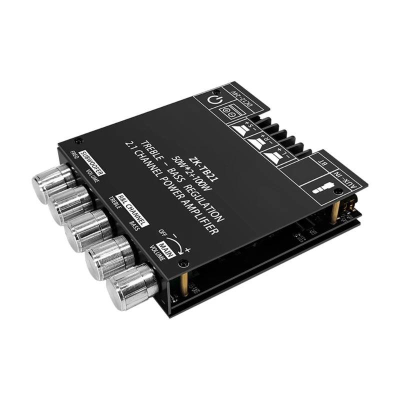 ZK TB21 BT5.0 Stereo Receiver Amplifier Board 2.1 Channel Mini Wireless Digital AUX Amp Module Bass and Treble audio amplifier board rf amplifier operational amplifier pre amplifier