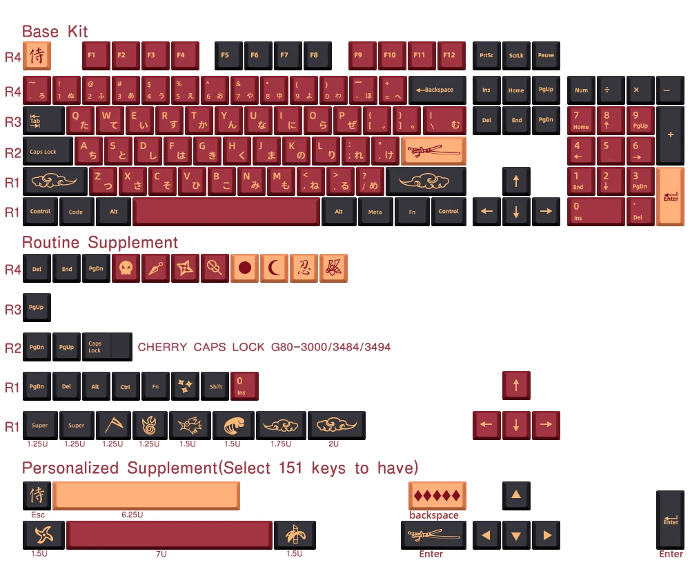 azul samurai keycaps vermelho samurai keycaps pbt keycap cereja perfil para teclado mecânico gmk