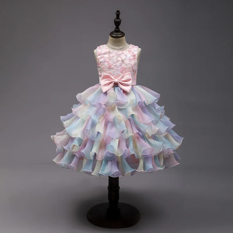 

Elegant Girl Princess Party Layered Dress Kids Formal Prom Gowns Children Weddings Clothes 10 12 Years فساتين بنات للعيد اطفال