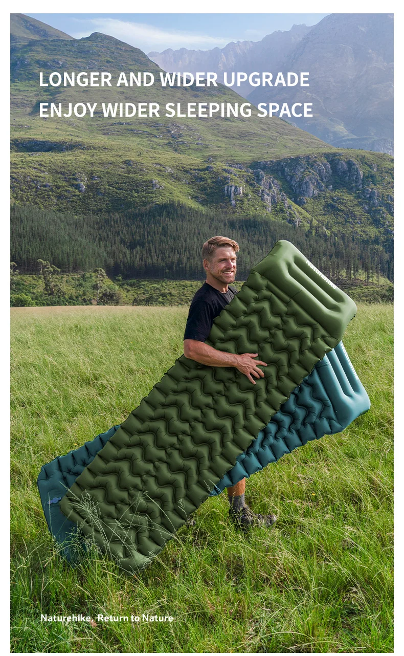 Naturehike R1.6 Aufblasbare Matratze mit Kissen Nylon TPU Ultraleichte Camping-Feuchtigkeitsschutz-Schlafmatte Outdoor-Reise-Luftmatratze – Detail 5