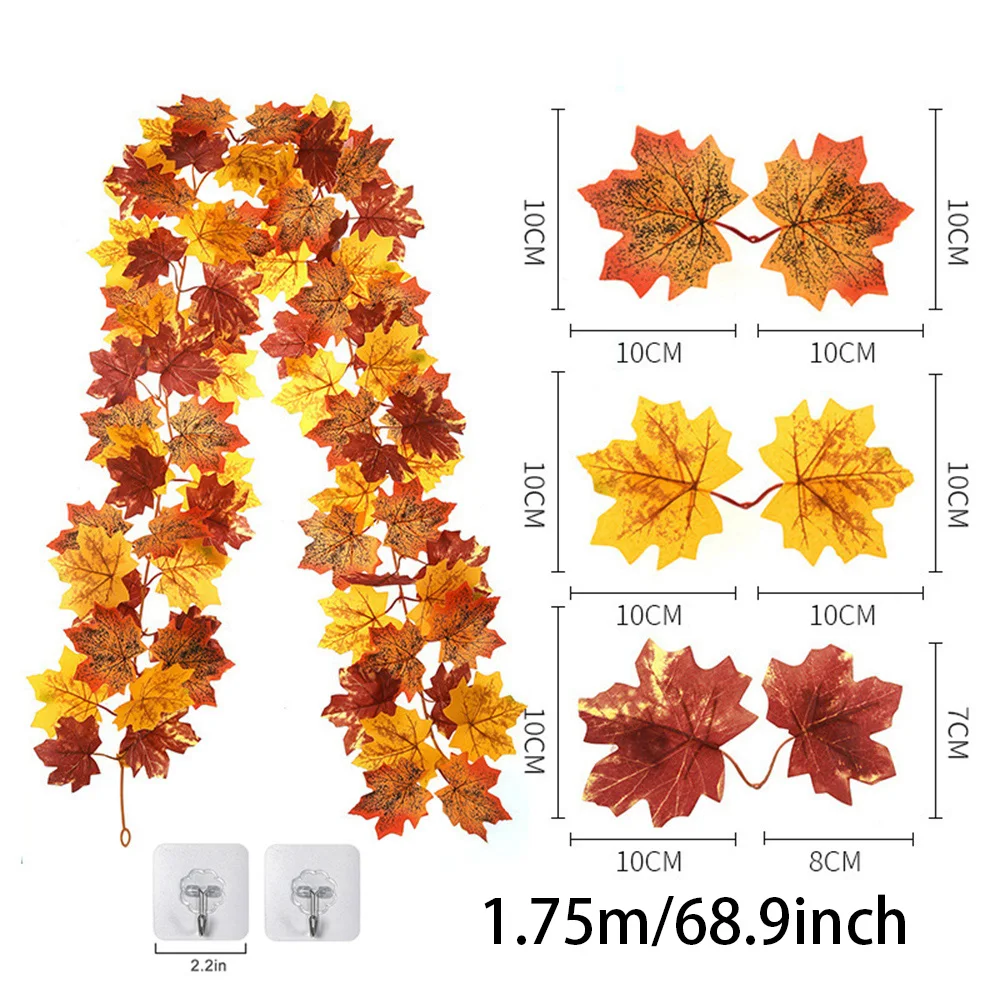 Autumn Maple Leaf Garland with Artificial Fall Foliage