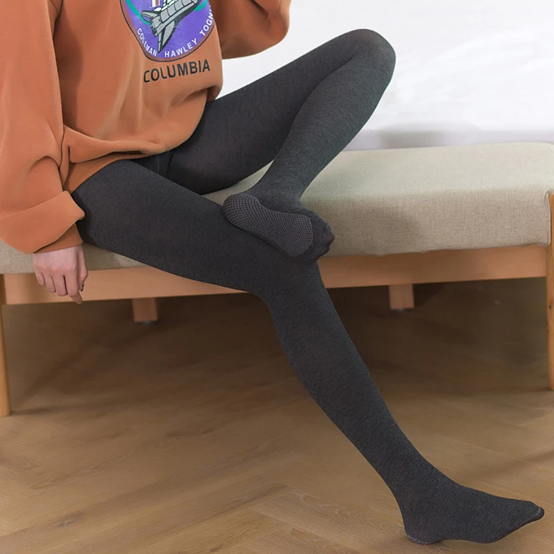 1 pair Autumn Winter High Waist Warm Leggings for Women Casual Thermal Half Foot Full Foot Wool Pants Black Light Gray Deep Gray