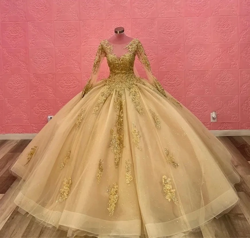 

Шампанское Charro Quinceanera, бальное платье, женское платье с аппликацией, мексиканские милые платья 16, 15 лет