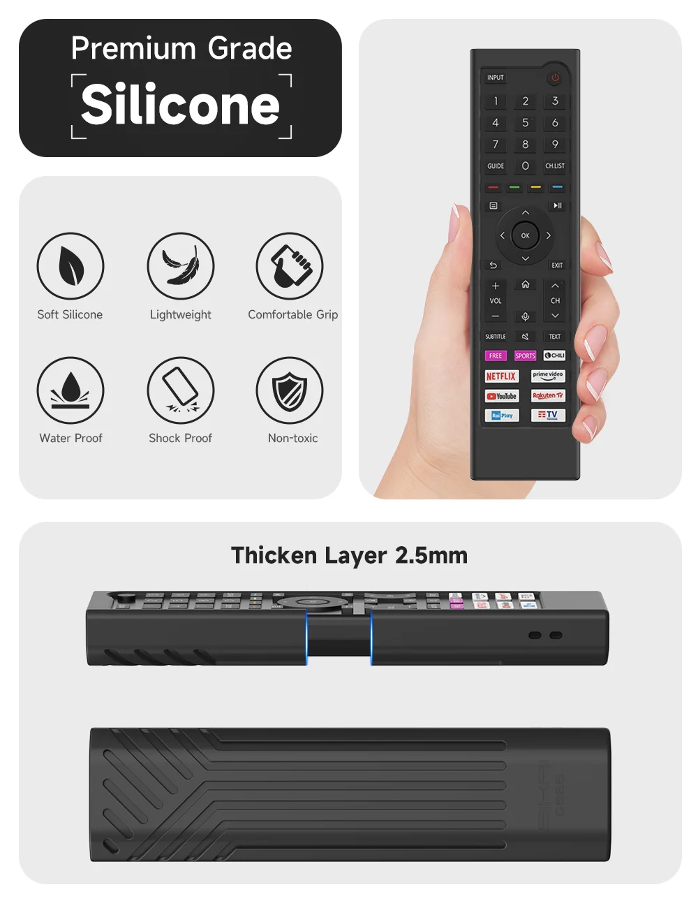 Silicone Case for Hisense ERF3C80H ERF3B80H ERF3D80H ERF3E80H ERF3H80H ERF3I80H Remote Case for Hisense QLED UHD 4K 2022 TV 6