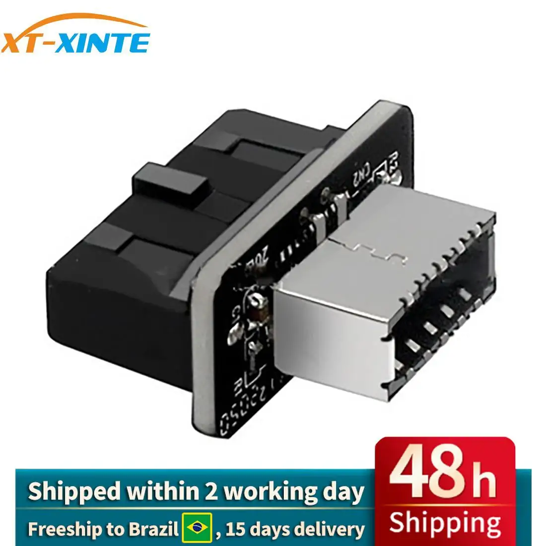 para 19pin Conversor Usb 3.0 Encabeçamento Interno para Usb 3.1 3.2 tipo c Frente tipo e Adaptador para pc Placa-mãe Conector Riser 20pin