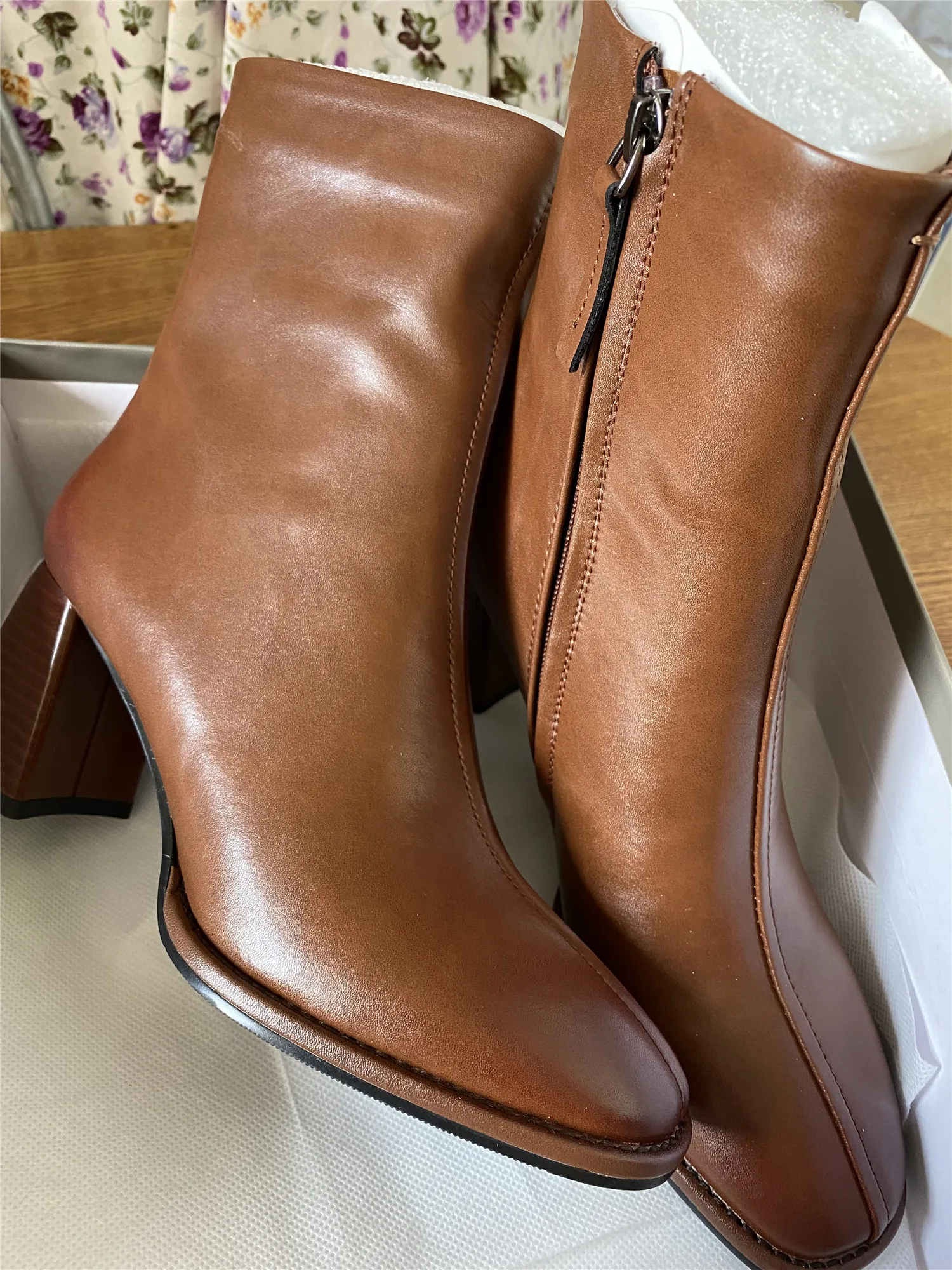 Women Ankle Boots Luxury Genuine Leather High Heels Zipper Black Chelsea Short Boot 2026 Elegant Female Booties Designer Shoe 42