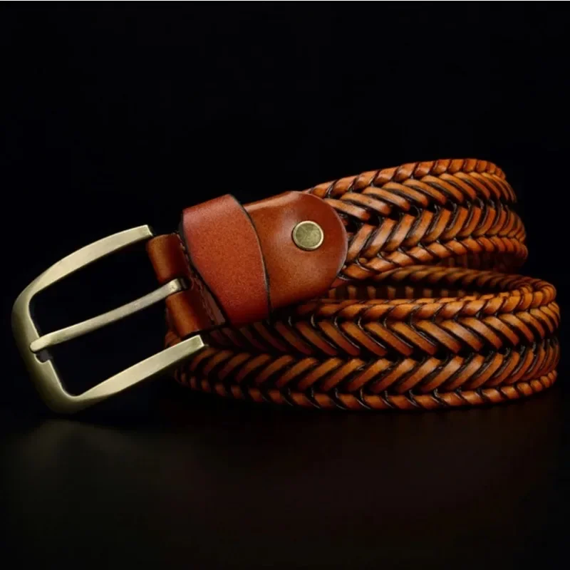 2023 New Unisex Fashion Design High Quality Weave Cow Skin Leather Retro Styles Decorative All-match Cowhide Belts 2024 New 2024 new cowhide travel belt american retro genuine leather needle buckle fashion men s and women s handmade old work pants belt