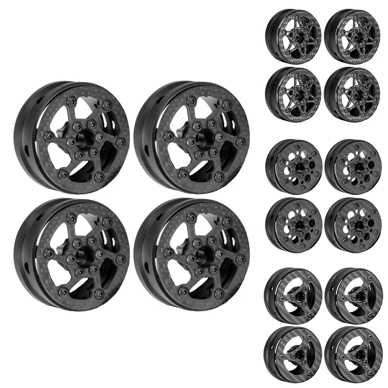 

4Pcs Carbon Fiber 1.9Inch Beadlock Wheel Rim Hub For 1/10 RC Crawler Car Axial SCX10 Traxxas TRX4 RC4WD D90 MST VS4-10