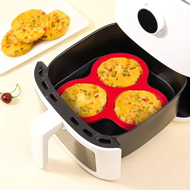 Silicone Cake Non-stick Air Fryer Baking Pan Reusable 3 Cavities Muffin Tray, Muffin Cup Baking Mold Kitchen Cooking Accessories 4