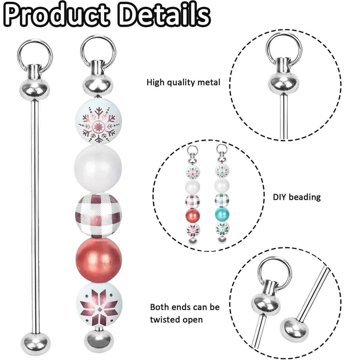 수제 DIY 키체인 세트, 체인 펜던트, 휴대용 키체인 및 쥬얼리 제작 공예 용품, DIY 구슬 장식, 15 개