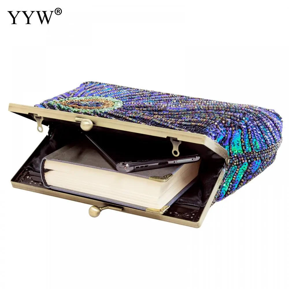 Luxury Peacock Pattern Evening Bags Glitter Shinny Clutch Bag Designer Ladies Banquet Clutches Elegant Shoulder Bags Party Pouch