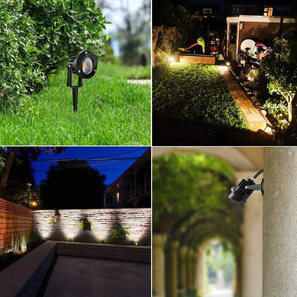 LED Landscape Lights, 10W 120V Outdoor Landscape Lighting with Ground Spike, 3000K Warm White, IP65 Waterproof Outdoor Spotlight