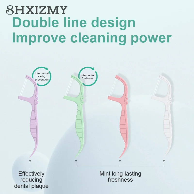 

52pcs Disposable Dental Floss Stick 200-Piece Refill Pack Family Pack Ultra-Fine Single Portable Smooth Floss Box Tooth Floss