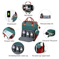 3 in 1 Diaper Bag Backpack with Foldable Baby Bed USB