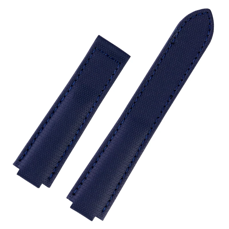 Nylon Canvas Watchband with Leather Lining and Metal Buckle