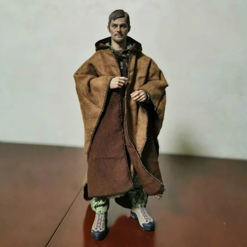 

1/6 Женская и Мужская плащ Solider, винтажная накидка с капюшоном, пальто, коричневая Длинная накидка, халат, «сделай сам», военный капюшон для экшн-модели игрушки 12 дюймов