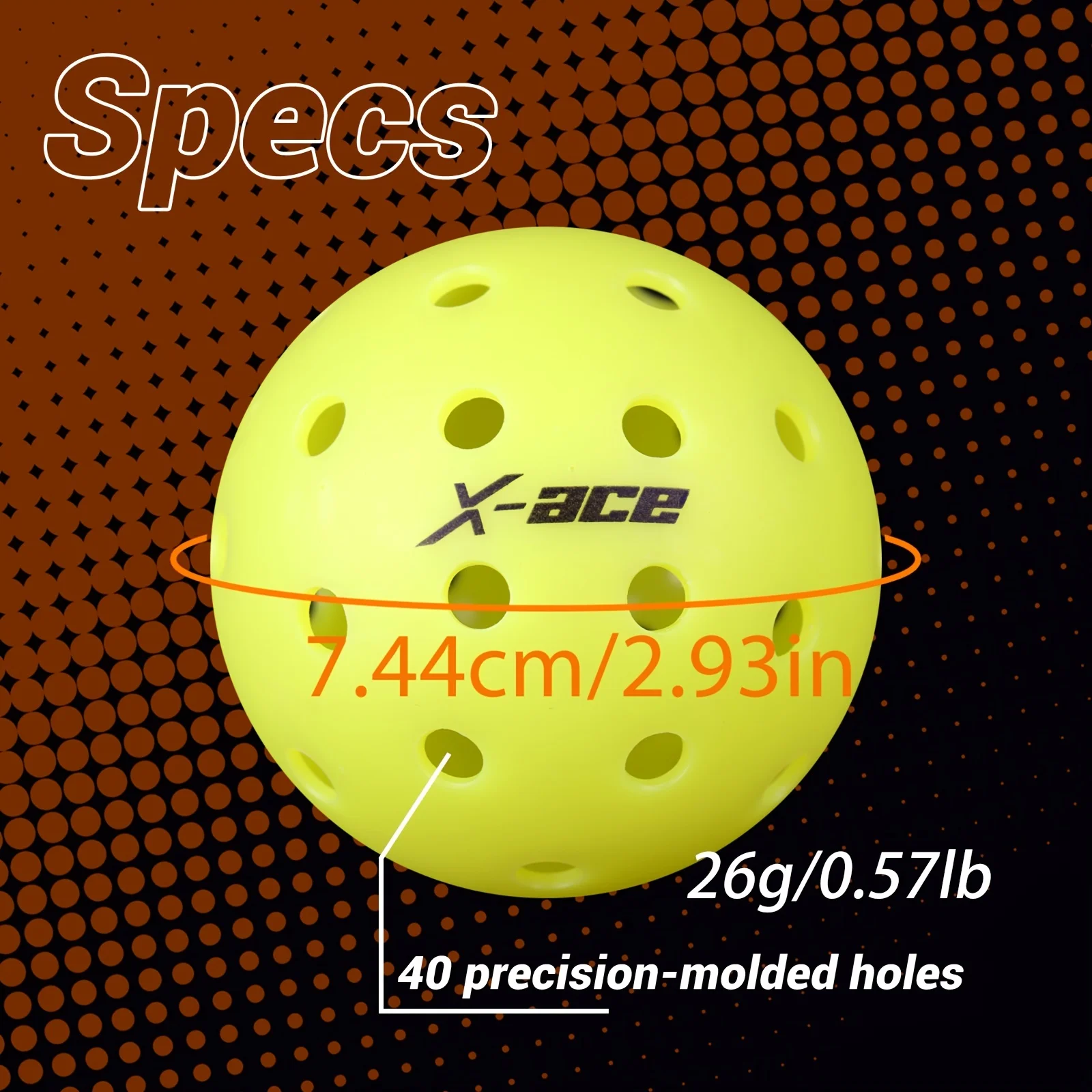 Pickleball Balls 6Pcs with Mesh Bag, 26/40 Hole Indoor Outdoor Pickleballs for Competition Pickleball