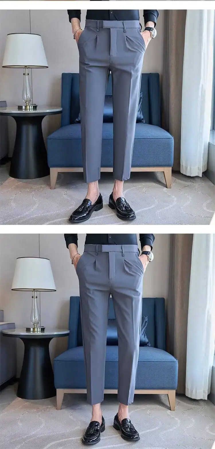 Mens Suits 2024 Spring Summer Suit Pants Men Slim Fit Casual Business