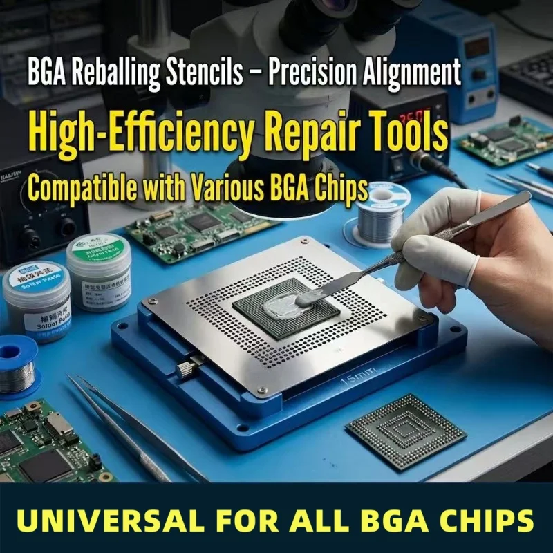 직접 가열 90X90 BGA 리볼링 스텐실 DDR3 DDR4 DDR5 (BGA96 BGA78 BGA82 BGA102 BGA132 BGA152용) 수리 도구