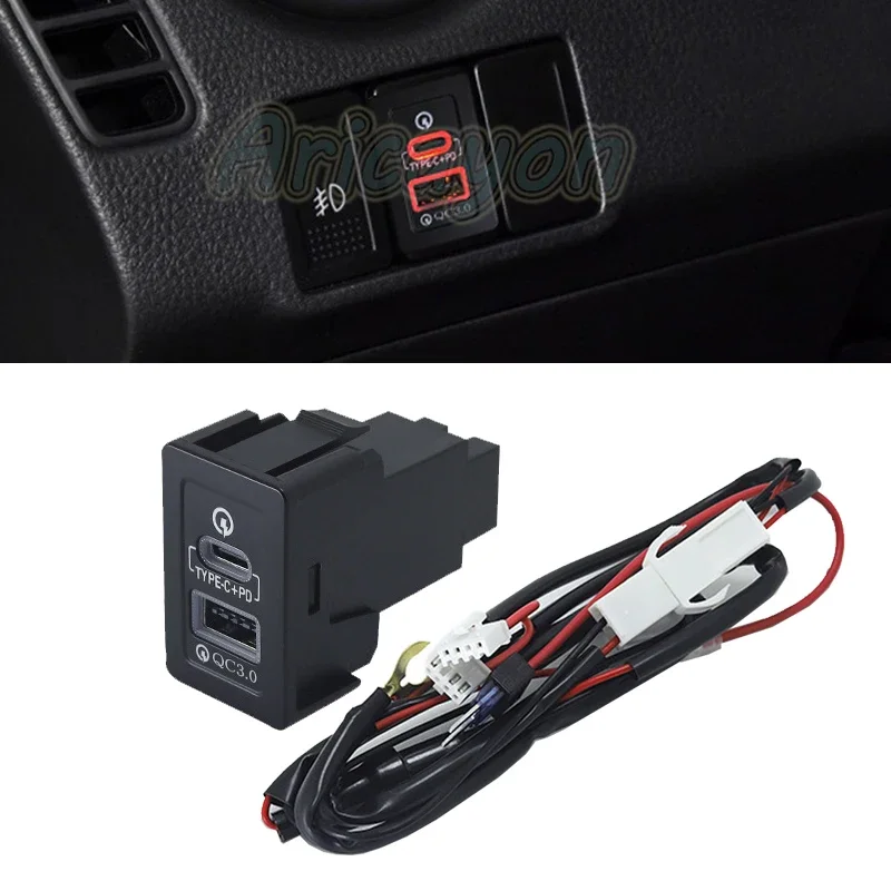 

Orange Light Car Charger TYPE-C PD QC3.0 USB Interface Dual Socket Power Adapter For Suzuki SX4 Swift Vetra New Alto S-cross