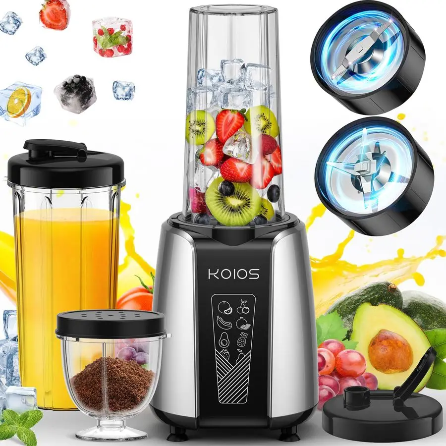 Smoothie Blender, Max 1000w Personal Blender for Shakes and Smoothies, 12Pcs Coffee Grinder and Countertop Blenders Combo for Ki