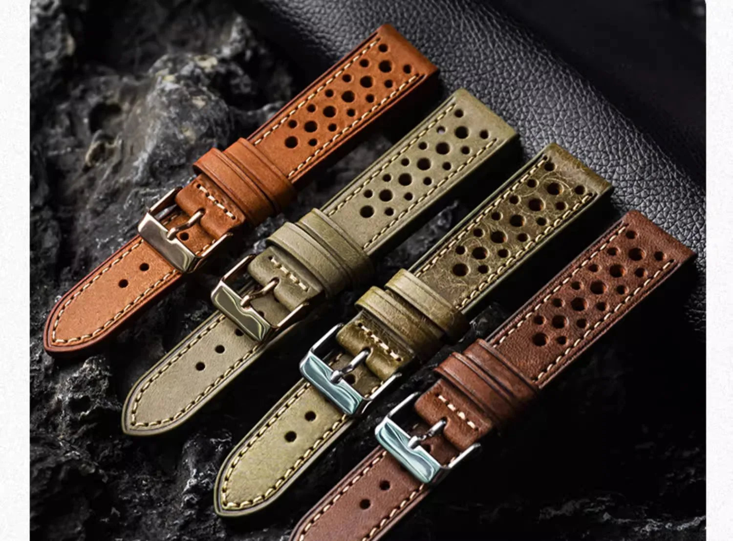 18 19 20 21 22 mm Rindsleder-Uhrenarmband für Omega Longines Rolex Tudor Multi-Loch-atmungsaktives italienisches Rindsleder-Uhrenarmband – Detail 15