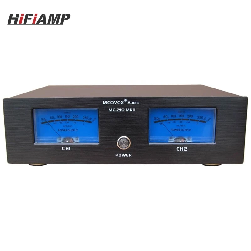 HiFiAMP MC-210MKII 듀얼 VU 미터 오디오 박스 포인터 파워 앰프 2채널 하이엔드 음악 스펙트럼 디스플레이 오디오 앰프